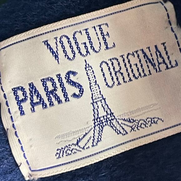 Vintage Vogue Paris Original Navy Wool Double Breasted Coat Size Small - Picture 2 of 7